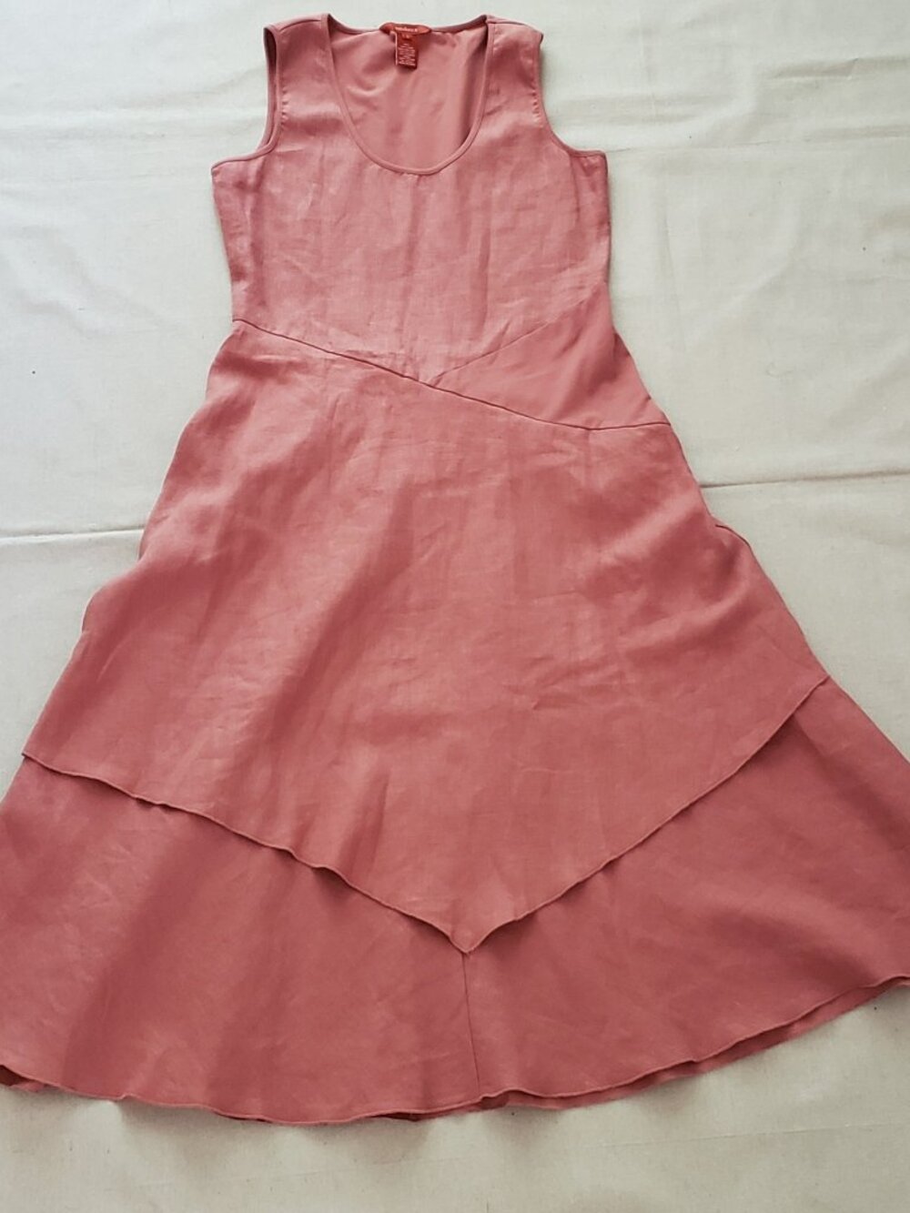 Sundance Women Sz S Dress 100% Linen Asymmetrical Layered Sleeveless Blush Pink - Picture 8 of 12